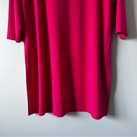 Susan Graver Everyday Women's Dress Tunic Deep Pink Liquid Knit 3/4 Sleeve M - Picture 3 of 10